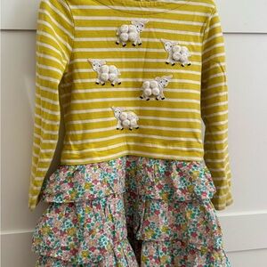 Mini Boden Yellow and White Striped Dress